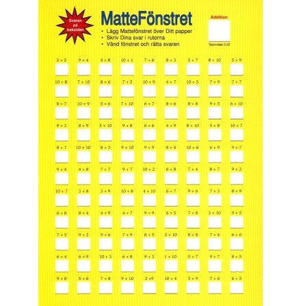 Mattef�nstret, 3 st olika matematikmallar i styv kartong. Addition,Subtraktion,Multiplikation